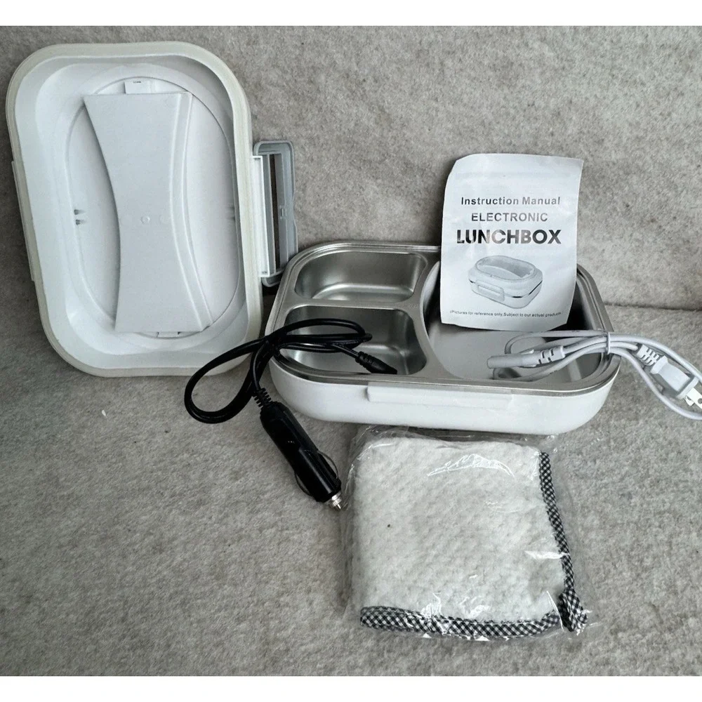 JMCQOO Portable Electric Lunch Box, Silverware And‎ Power Cords